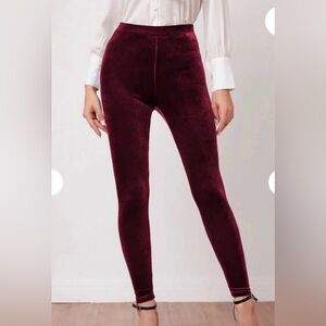 SPANX Deep Burgundy Velvet Leggings